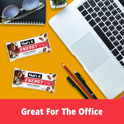 That’s it. Organic Energy Coffee Mini Bars - (1 Mini Bar = 2 Espresso Shots) Grab and Go, No Added Sugars, Non-GMO, Caffeine Power Snack, Kosher, Allergy Friendly (Double Espresso - 15 Count)