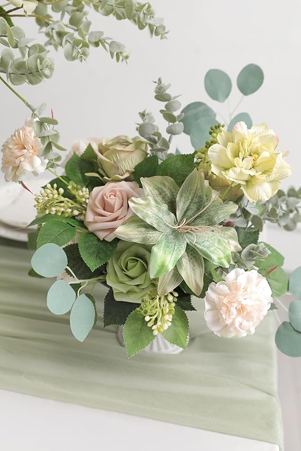 Serra Flora Artificial Flower Combo Fake Peony Rose Silk Flowers for DIY Wedding Bridal Bouquet Centerpieces Arrangements Party Decorations