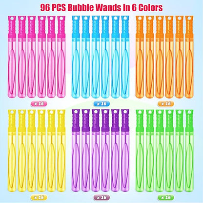 SpringFlower Bubble Wand, 96 Pcs Bubble Wands Bulk, Summer Toys Outdoor Activity Supply,Birthday, Wedding, Party, Bubble Party Favors for Kids