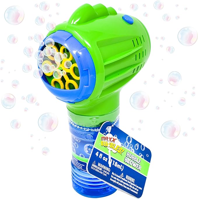 2 Pack Handheld Bubble Blaster Blowing Machine with 8 Refill Bubble Solution Pack, Great Toddler Party Favor and Birthday Gift, 3+