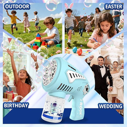 Big Bubble Gun - Rechargeable Bubble Machine for Kids, Make Larger Bubbles, 1200mAh USB-C Charge, LED Light - Bubble Toys Gifts Ages 3+ for Boys, Girls, Easter, Outdoor, Birthday Favor, Party Use