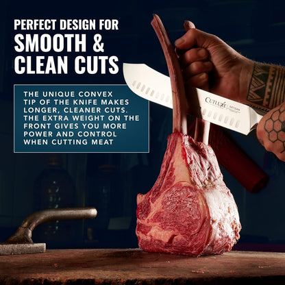 Cutluxe Butcher Knife – 10″ Bullnose Carving Knife, Forged High Carbon German Steel – Full Tang & Razor Sharp – Ergonomic Handle Design