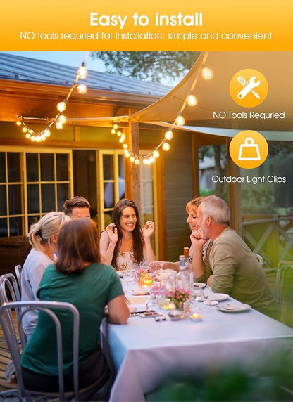 Brightown Hooks for Outdoor String Lights, 15 Cable Clips and 20 Adhesive Strips, Cord Organizer for Indoor Outdoor String Lights Christmas Decor, Cable Management for Wall Desk Ceiling, Clear