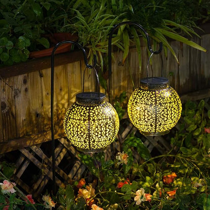 2Pack Solar Outdoor Lanterns Waterproof, Garden Gifts for Mom, Rose Solar Garden Decor , Warm White Table Lights for Yard Art, Porch, Mothers Day Grandma Wife (Antique Bronze )