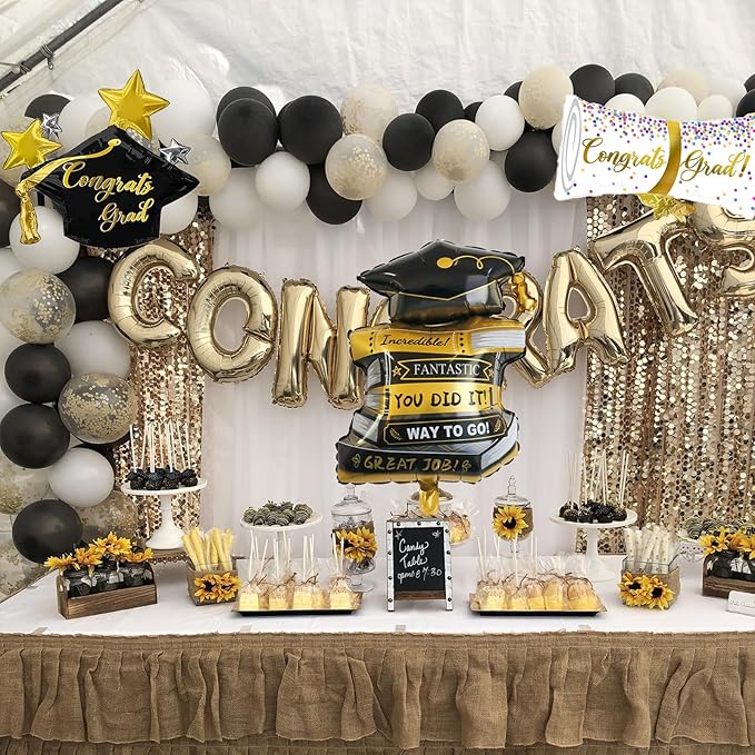 9Pcs Graduation Party Balloons Decorations Grad Books Balloons Diploma Balloons Grad Cap for 2026 Congrats High School College Graduation Party Supplies