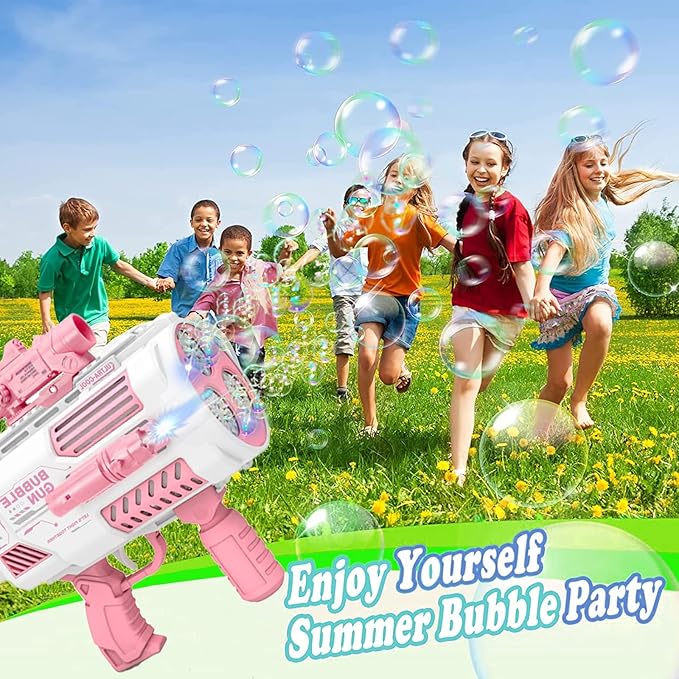 Automatic Gatling Bubble Gun with 2 Rechargeable Batteries, Produces Tens of Thousands Bubbles/Min, Includes Sight & Flashlight, ABS Drop-Tested, Bubble Machine Toy for Kids Adults Party Wedding