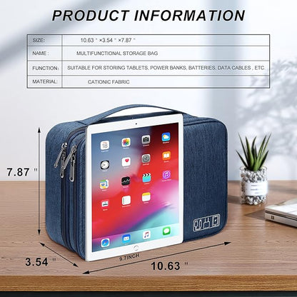 SELLYFELLY Electronic Bag Travel Cable Accessories Bag Waterproof Double Layer Electronics Organizer Portable Storage Case for Cable, Cord, Charger, Phone, Adapter, Power Bank, Kindle, Hard Drives