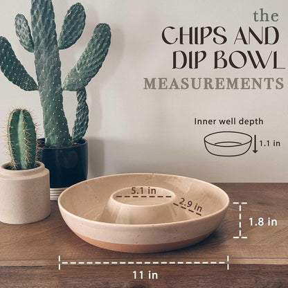 Mora Ceramic Chips and Dip Serving Tray: Large Divided Party Bowl Set for Chips & Salsa, Veggies & Dip, Fruit, Snacks, Entertaining, Hosting, etc