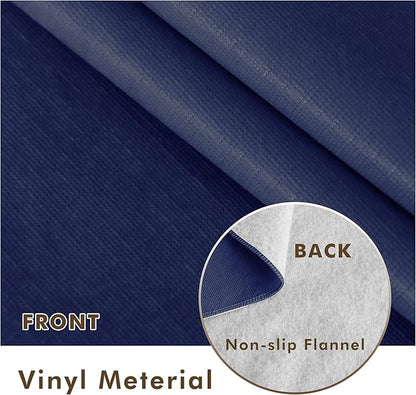 Nasitos 2 Pack Round Vinyl Tablecloth - 60 Inch, Plastic/Navy Table Cover with Flannel Backing, Disposable for Circular Table, Dining, Buffet, Parties & Graduations