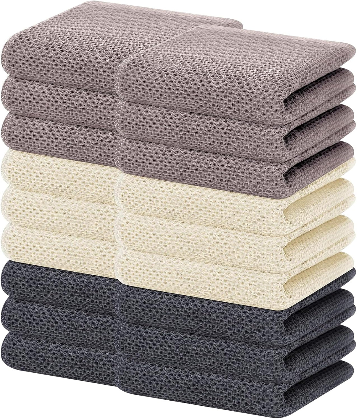 Homaxy 100% Cotton Waffle Weave Kitchen Dish Towels, Ultra Soft Absorbent Quick Drying Cleaning Towel, 13 x 28 Inches, 18-Pack, Mixed Color