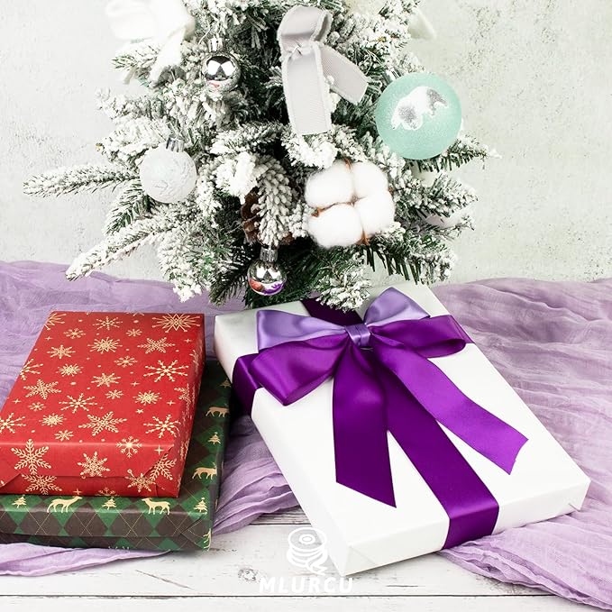 Purple Ribbon 1-1/2 Inch Lavender/Violet/Lilac Assorted Purple Double Faced Satin Ribbons for Flower Bouquet Wedding Invitation Bridal Shower Decor Gift Wrapping Hair Bows Crafts - 30Yds