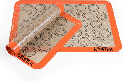 Silicone Baking Mat - Best German Silicone - Non Slip Silicone Baking Sheet, Non Stick Reusable Silicone Mats For Baking, Oven Liner, Counter Mat, 2 Half Sheets Macaron Baking Mats