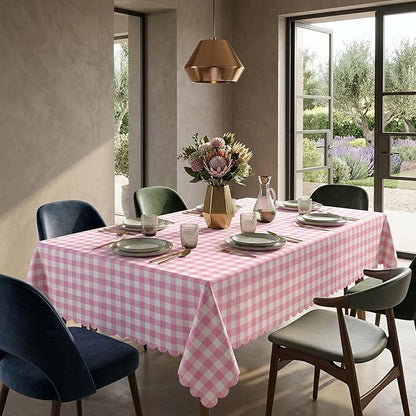 6 Pack Pink and White Checkered Tablecloth, 54 X 108Inch Plastic Red Gingham Table Cloth Waterproof Red Checkered Table Cover for Easter Mother's Day Wedding Birthday Anniversay Baby Bridal Shower