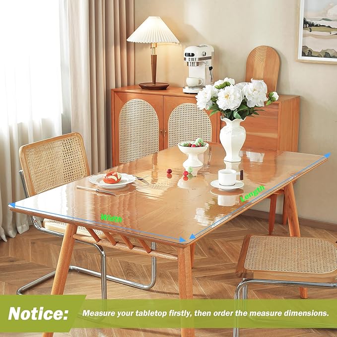 Clear Table Protector 26 x 60 Inch, 1.5mm Thick Plastic Table Cover, Waterproof PVC Clear Table Cover Protector, Desk Protector Mat, Writing Desk Pad for Desktop, Coffee & Dining Room Table
