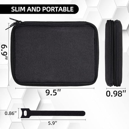 Electronics Organizer Travel Case Cord Cable Charger Organizer Bag Travel Accessories Essentials for Women Men Double Layers Tech Pouch with 5 Cable Ties for Phone Power Bank SD Card USB, Black
