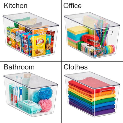Sorbus Clear Storage Bins with Lids, 10 Pack X-Large Organization Bins with Handles – Clear Stackable Storage Containers for Storage, Pantry, Fridge, Cabinet, Closet & Kitchen Organization – BPA-Free