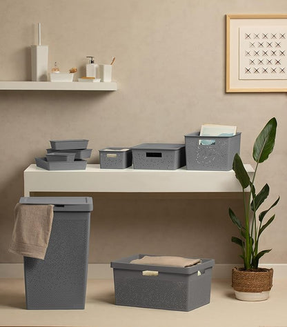 TATAY Rectangular Organiser Box 4L Bohol, Polypropylene, BPA Free, 100% Recycled Plastic. Anthracite Grey. Measures 17 x 27 x 11,5 cm