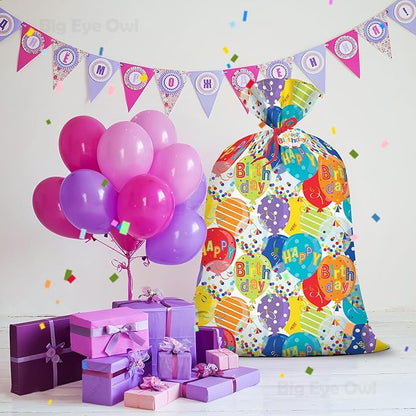 2Pcs Extra Large Jumbo Happy Birthday Present Bag - 36''x48'' XL Oversized Party Gift Wrapping Bags with Colorful Balloon Confetti Design