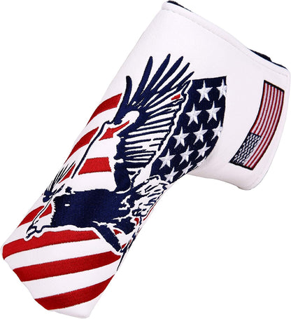 USA Flag and Eagle Golf Driver/Fairway Wood/Hybrid/Iron/Mallet Putter/Blade Putter Head Cover