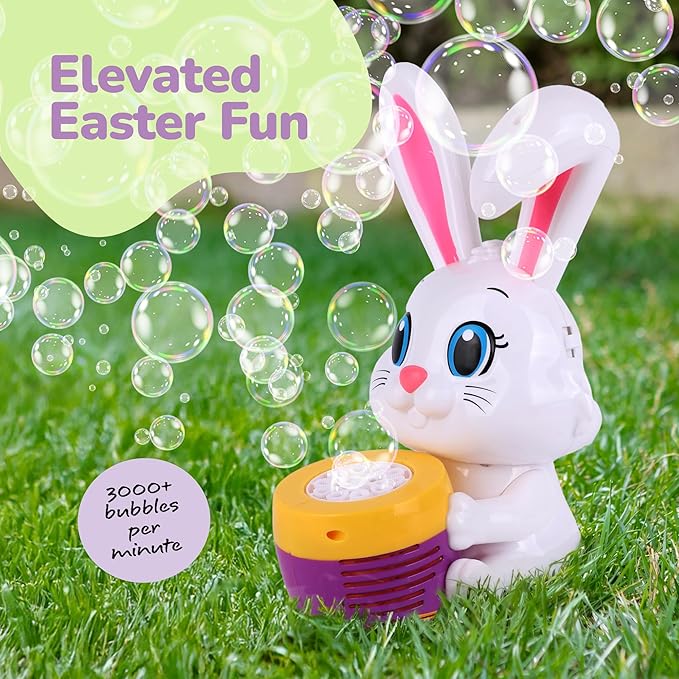 ArtCreativity Bunny Bubble Machine for Toddlers - Bunny Rabbit Bubble Blower Machine Toy for Kids with Refill Solutions, Music, & Batteries - Animal Party Favors and Activities for Girls and Boys