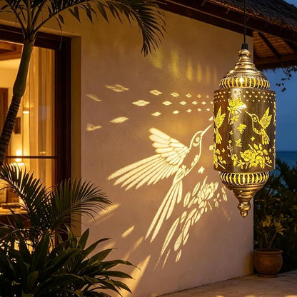 Hummingbird Solar Lantern Outdoor Garden Decor (2 Pack) Solar Lights Outdoor Waterproof, Hanging Lanterns Outdoor for Patio Pathway Yard Porch Backyard Gardening Gifts for Women Mom Grandma.