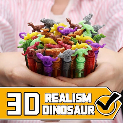 Dinosaur Bubbles Wands Bulk for Kids, Dino Birthday Decoration, 32 Pack Mini Bubble Party Favors, Pinata Stuffer, Goody Bag Filler, Classroom Prizes Treasure Box, Outdoor Toys for Toddler