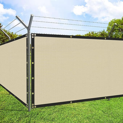 ECOOPTS 4'x95' Privacy Fence Screen Windscreen with Copper Grommets, Fit for Commercial Fence and Residential Garden Outdoor 90% UV Blockage, Cable Zip Ties Included (Beige)