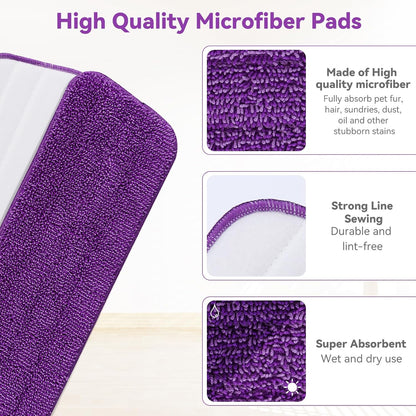 16.5 inch Microfiber Mop Pads for Rubbermaid Reveal Spray Mop and Any 16.5" Flat Mop - 10 Pack 13''-15'' Spray Mop Pad Reusable Washable Replacement Refills - Purple & Yellow