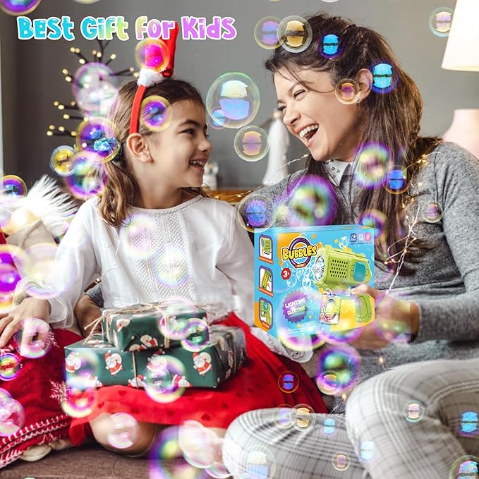 PANACARE 2 Packs Bubble Gun for Kids Automatic bubbele Maker with 10 Holes/Lighting/10000+Bubbles/Min Portable Bubble Machine with Bubble Solution Best Toy Gifts for Birthday/Party/Wedding
