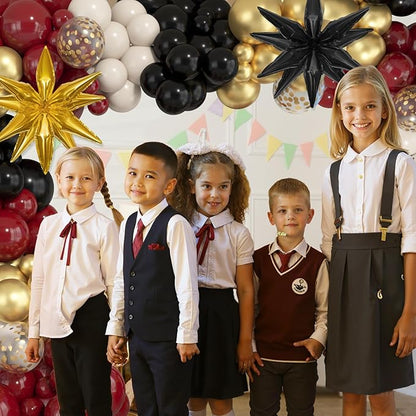 Amandir Burgundy Balloons Garland Arch Kit for Graduation Party Decorations, 145Pcs Maroon Black Gold Confetti Balloons with Foil Star for 2026 Graduation College Congrats Grad Class Birthday Supplies