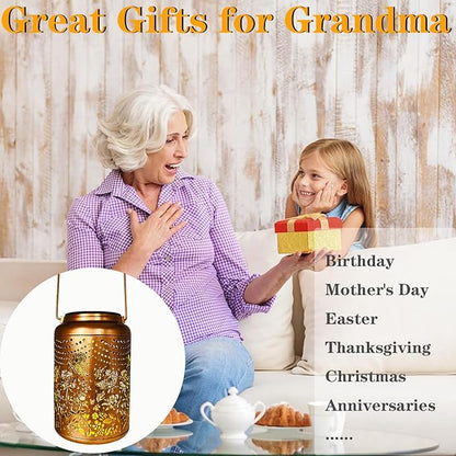 Merrytech Gardering Birthday Gifts for Mom Grandma Women,Solar Butterfly & Rose Lanterns Outdoor Waterproof,Hanging Metal Garden Decor Yard Art Lights,Outside Patio Decorations,Porch,Housewarming,1PC