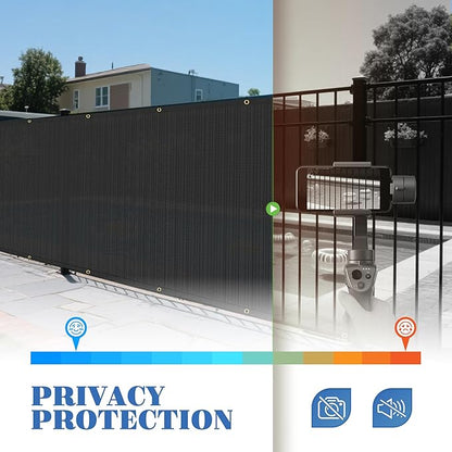ECOOPTS 4'x107' Privacy Fence Screen Windscreen with Copper Grommets, Fit for Commercial Fence and Residential Garden Outdoor 90% UV Blockage, Cable Zip Ties Included (Black)