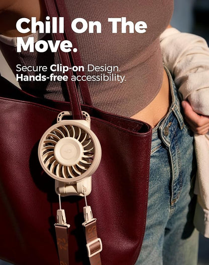 Diveblues Portable Handheld Fan, 7.4m/s High Speed Turbo Fan, 180° Foldable 4-in-1 Personal Neck Fan Carabiner Clip, 100 Speed Stepless Control, USB-C Rechargeable for Travel, Makeup Hot Flashes,D6036