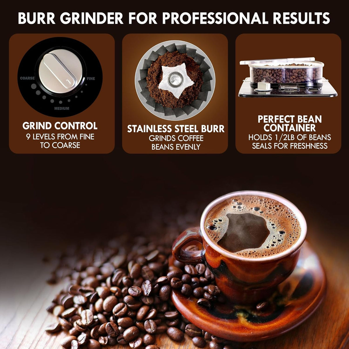 Kenmore Elite Grind And Brew Coffee Maker - Burr Grinding Ground Coffee Bean Hopper With Drip Pot