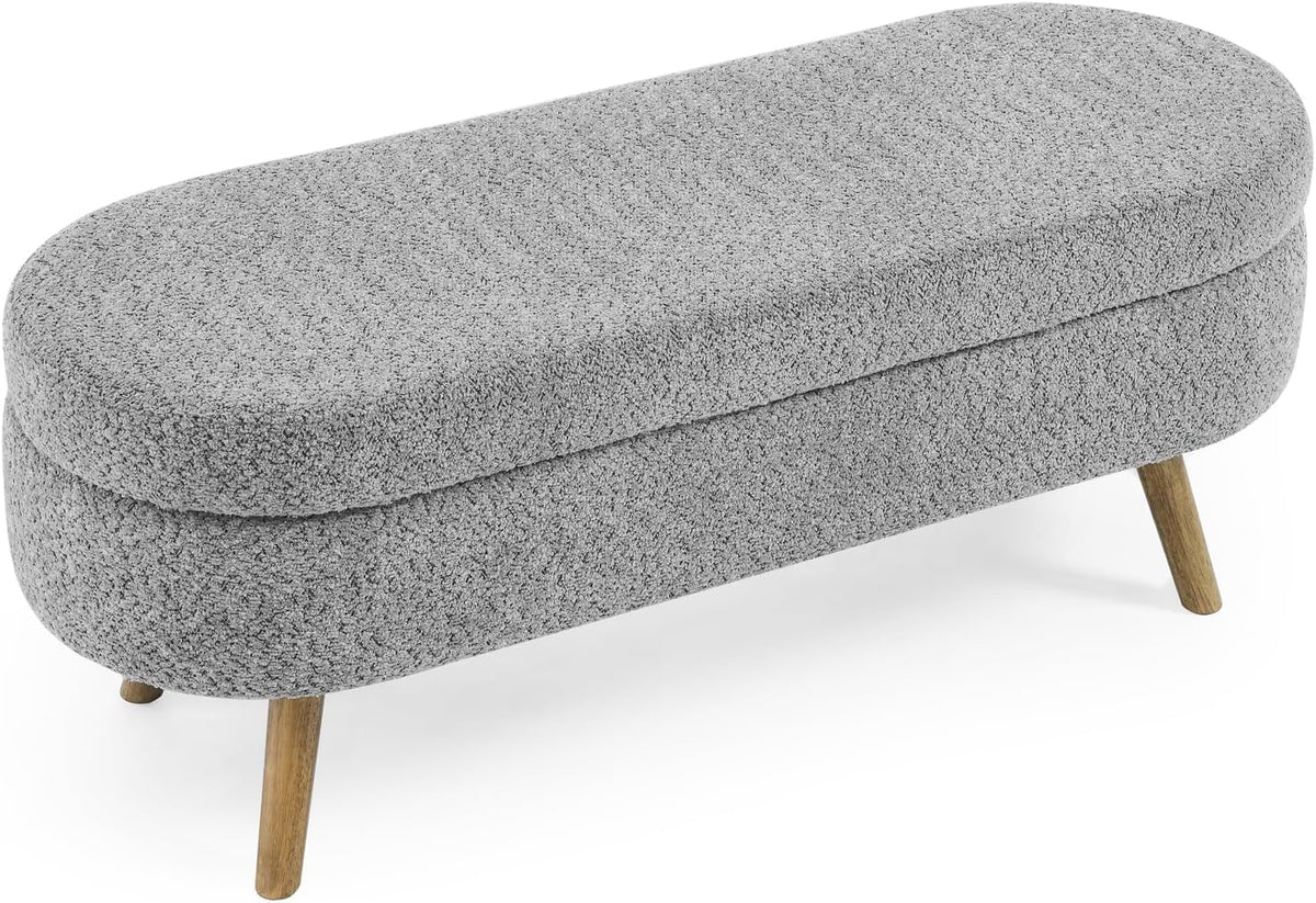 Furnimart 43.5" Queen Size Storage Ottoman Bench, Flip Top End of Bed Storage Bench, Upholstered Blanket Bench for Bedroom, Entryway, Living Room, Tufted Looped Pile Yarn Fabric (Grey)