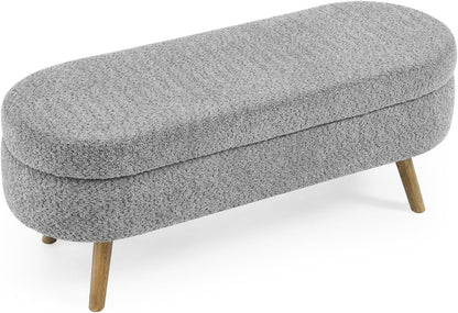Furnimart 43.5" Queen Size Storage Ottoman Bench, Flip Top End of Bed Storage Bench, Upholstered Blanket Bench for Bedroom, Entryway, Living Room, Tufted Looped Pile Yarn Fabric (Grey)