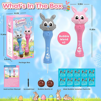Bubble Machine for Kids, 2 Pack Bunny Bubble Wands, Automatic Rabbit Bubble Blower,Outdoor Bubble Toys Summer Pool Party Beach Gift for Age 3 4 5 6 7 8 Years Old Boys Girls