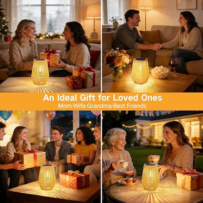 2 Pack Solar Lanterns Outdoor Waterproof, Hanging Rattan Woven Solar Lights with Auto On/Off, Decorative Gifts for Garden, Yard, Patio, Tree, Porch, Lawn, Pathway, Outside Tabletop Decor