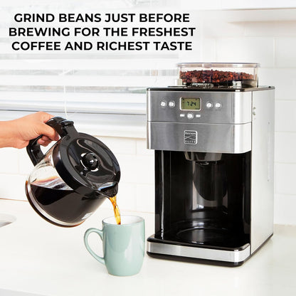 Kenmore Elite Grind And Brew Coffee Maker - Burr Grinding Ground Coffee Bean Hopper With Drip Pot