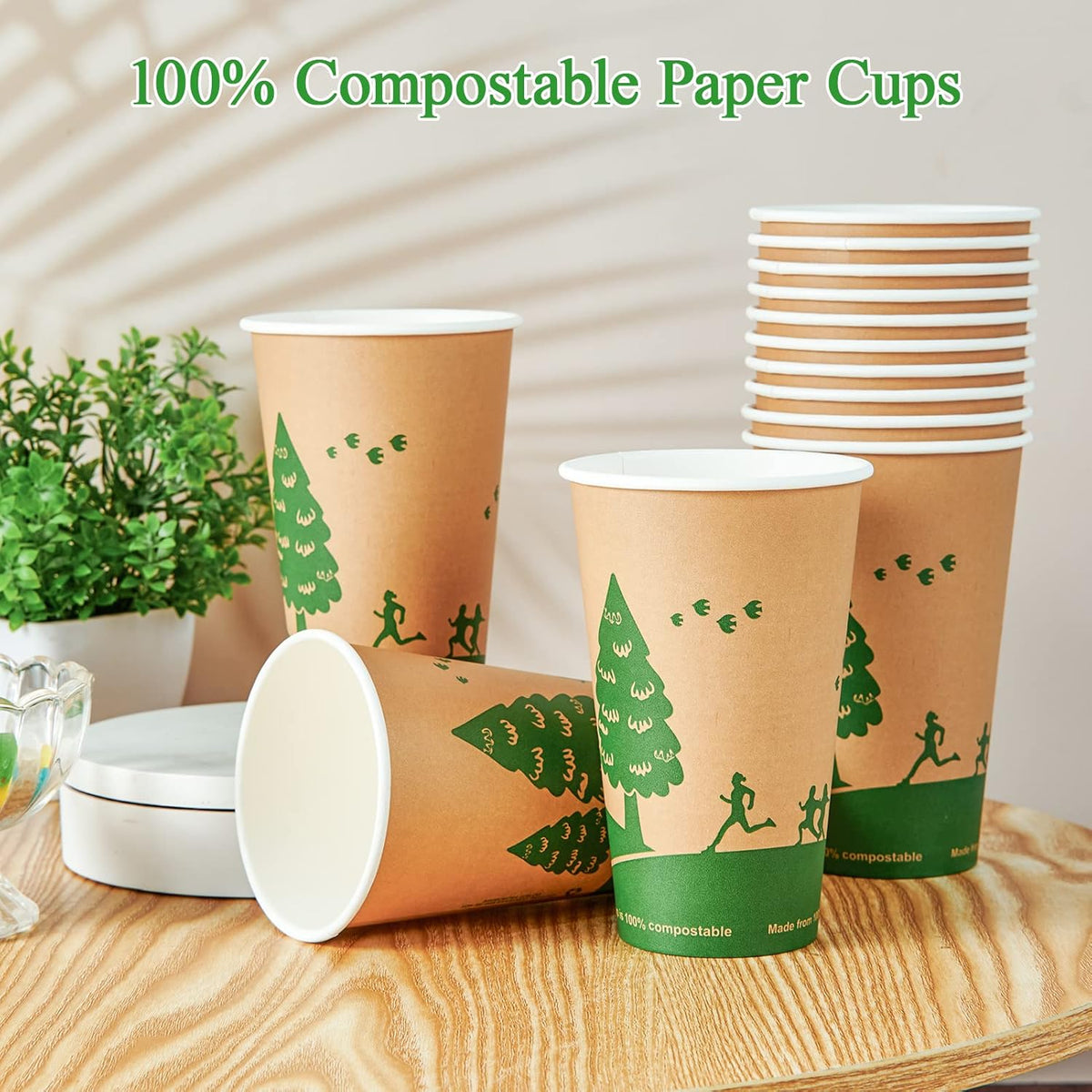 ECOLipak 210 Count 16 oz Paper Cups, 100% Compostable Paper Coffee Cups with PLA Lined, Disposable Biodegradable Hot Paper Cups for Party, Picnic