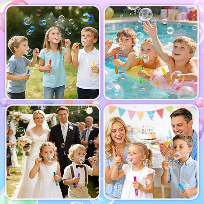 300 Pcs Mini Bubble Wands for Kids, Bulk Bubble Wands in 10 Colors, Kids Party Favor, Themed Birthday, Christmas, Goodies Bags, Wedding, Carnival Prizes Toys, Bubble Summer Outdoor Gifts for Kids