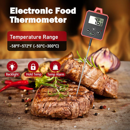 Waterproof Digital Candy Thermometer for Candy Making, Instant Read Cooking Thermometer with Pot Clip, Backlight LCD, 8" Long Probe