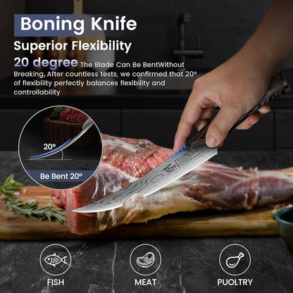 Butcher Knife Set, 3 PCS Kitchen Knife for Meat Cutting, Cleaver, Breaking & Boning Knife