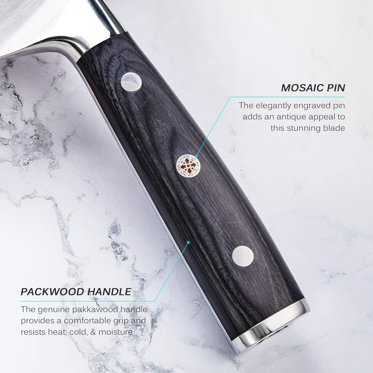 Kyoku Samurai Series - 7" Cleaver Knife - Full Tang - Japanese High Carbon Steel Kitchen Knives - Pakkawood Handle with Mosaic Pin