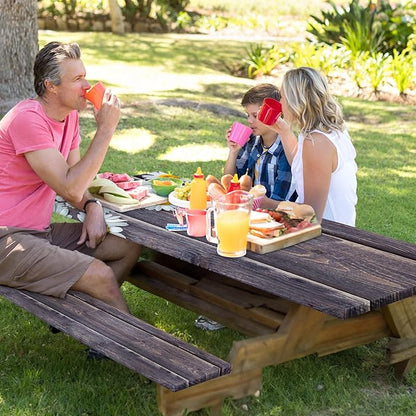 Picnic Table Cover with Bench Covers Elastic Edges, Chamomile Flower Fitted Table Cover, Outdoor Patio Camping Essentials 60 Inch 3PCS, Waterproof Camping Fitted Tablecloth with Drawstring Bag