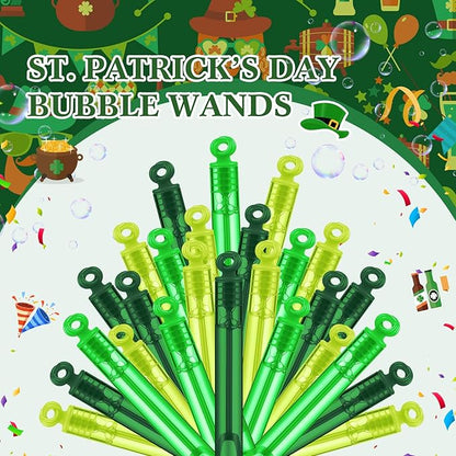 Lunmon 120 Pieces Green Party Favors Green Mini Bubble Wands Bulk Irish St. Patricks Day Toys Gift for Kids Adults Saint Patrick's Day Bubble Wands for Party Bag Stuffers Prizes