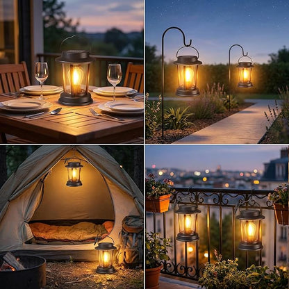Solar Lanterns Outdoor Waterproof IP65 - 2 Pack Decorative Hanging Solar Lantern for Trees Easy to Install Warm Patio Garden Accent Lights for Outside Tabletop Decor Gardening Gifts for Mom Women