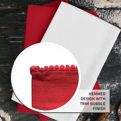 Taran Living Kitchen Towels Cotton Solid Dish Cloths Kitchen Hand Towel Reusuable Dish Towel for Cleaning Tea Towels Set with Hanging Loop - 18"x 28"