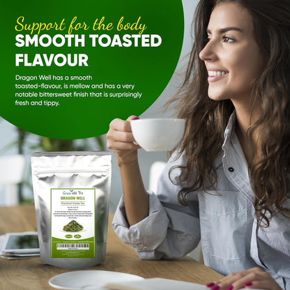 Greenhilltea Dragon Well green tea, a classic Chinese Green tea distinguished by its color, shape and taste- 4 OZ Bag
