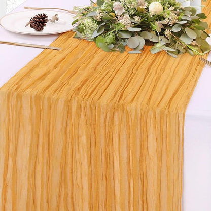 Yellow Cheesecloth Table Runner Gauze Table Runner 10FT Boho Rustic Sheer Cheesecloth Runner Bulk 120 Inch for Wedding Baby Bridal Shower Birthday Party Table Decorations